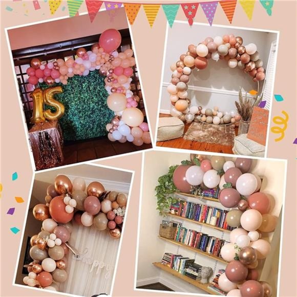 147PCS Double-Stuffed Balloon Garland Kit Rose Gold Balloons Kit Dusty Pink Ball - Picture 4 of 6